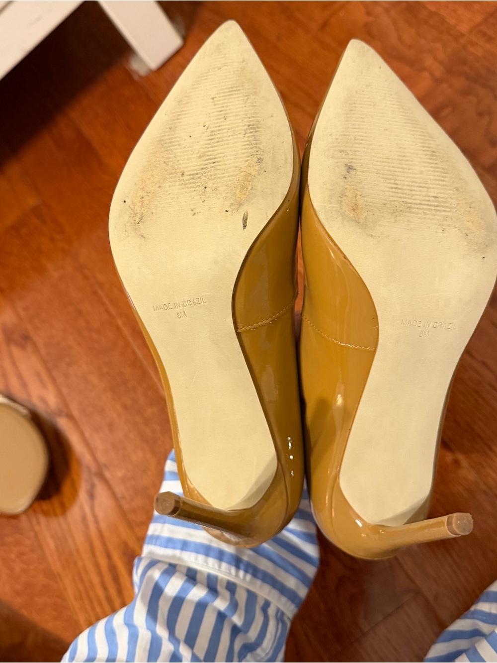 Steve Madden Patent Leather Tan Pointed Toe Stiletto Heels - Picture 3 of 8